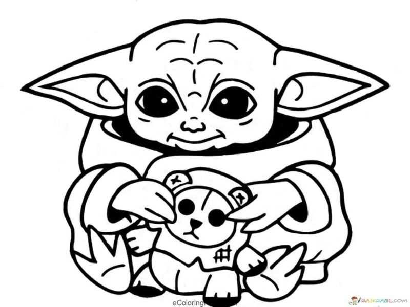 Baby Yoda Kleurplaat