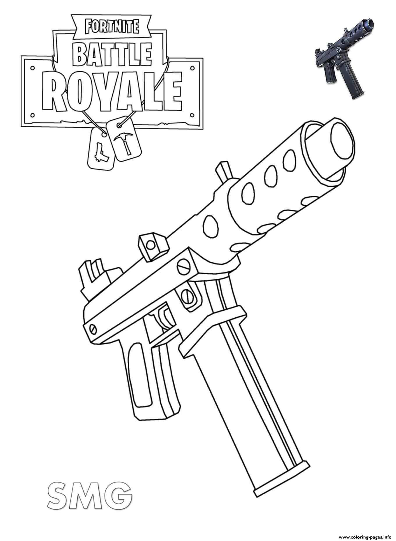 Print Machine Pistol Fortnite Coloring Pages With Images