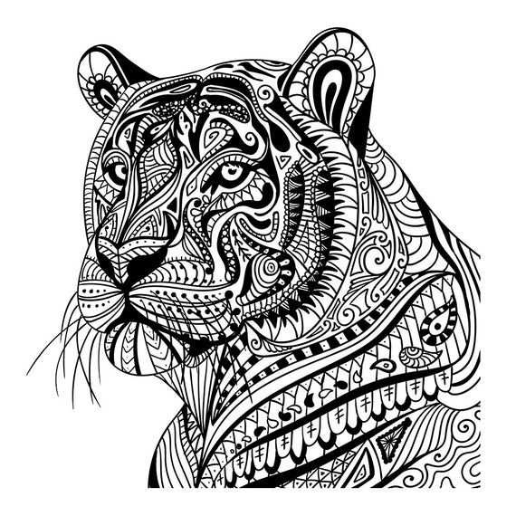 Tiger In Pattern Wall Sticker Mandala Animal Wall Decal Decor