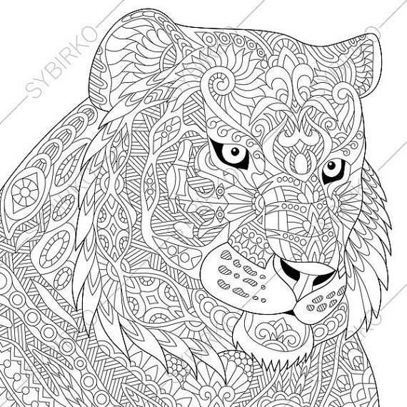 Coloring Pages For Adults Tiger Lion Adult Coloring Pages