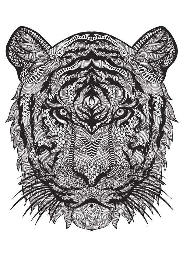 Dieren Kleurplaat Mandala Tijger