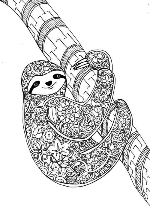 Flower Sloth A Page From My New Art Therapy Coloring Book Animal