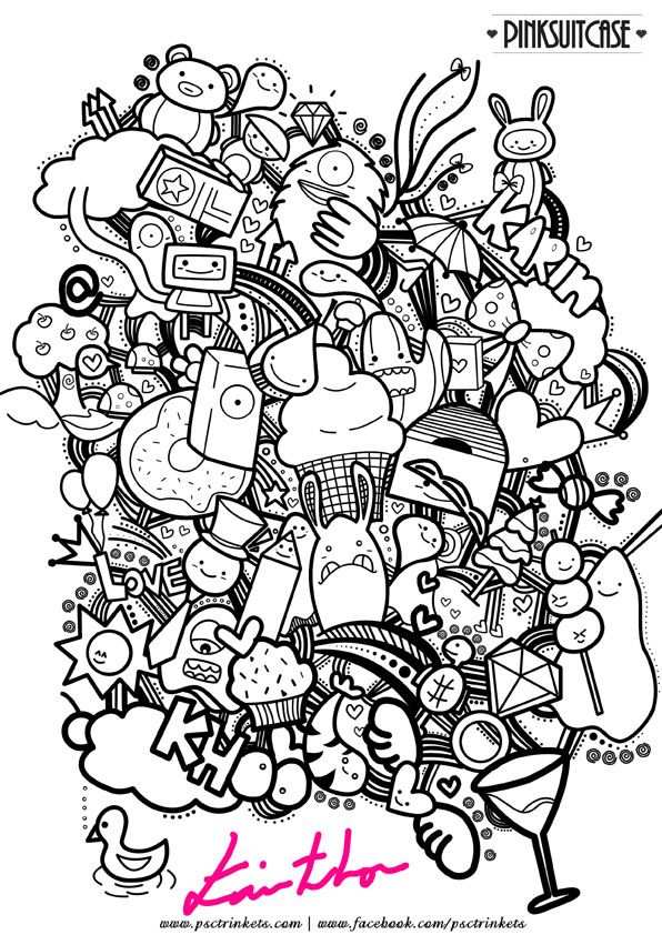 Abstract Doodle Zentangle Coloring Pages Colouring Adult Detailed