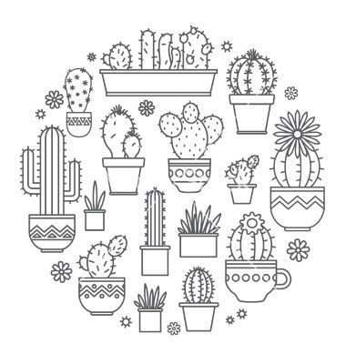 Cactus Kleurplaat Mit Bildern Kritzel Zeichnungen Zeichnen