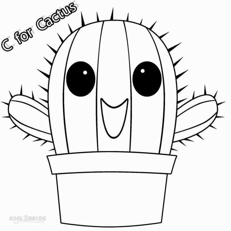 Kawaii Kleurplaat Cactus