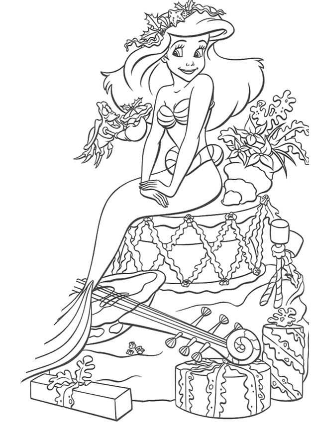 Disney Princess Celebrate Christmas Day Coloring Pages