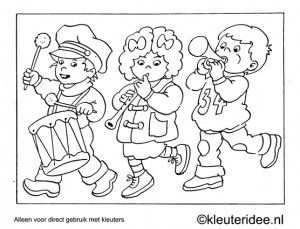 Kleurplaat Optocht Thema Muziek Kleuteridee Preschool Coloring