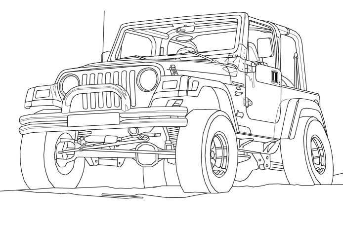 Jeep Wrangler Coloring Book Page Cartoon Drawing Art Kids