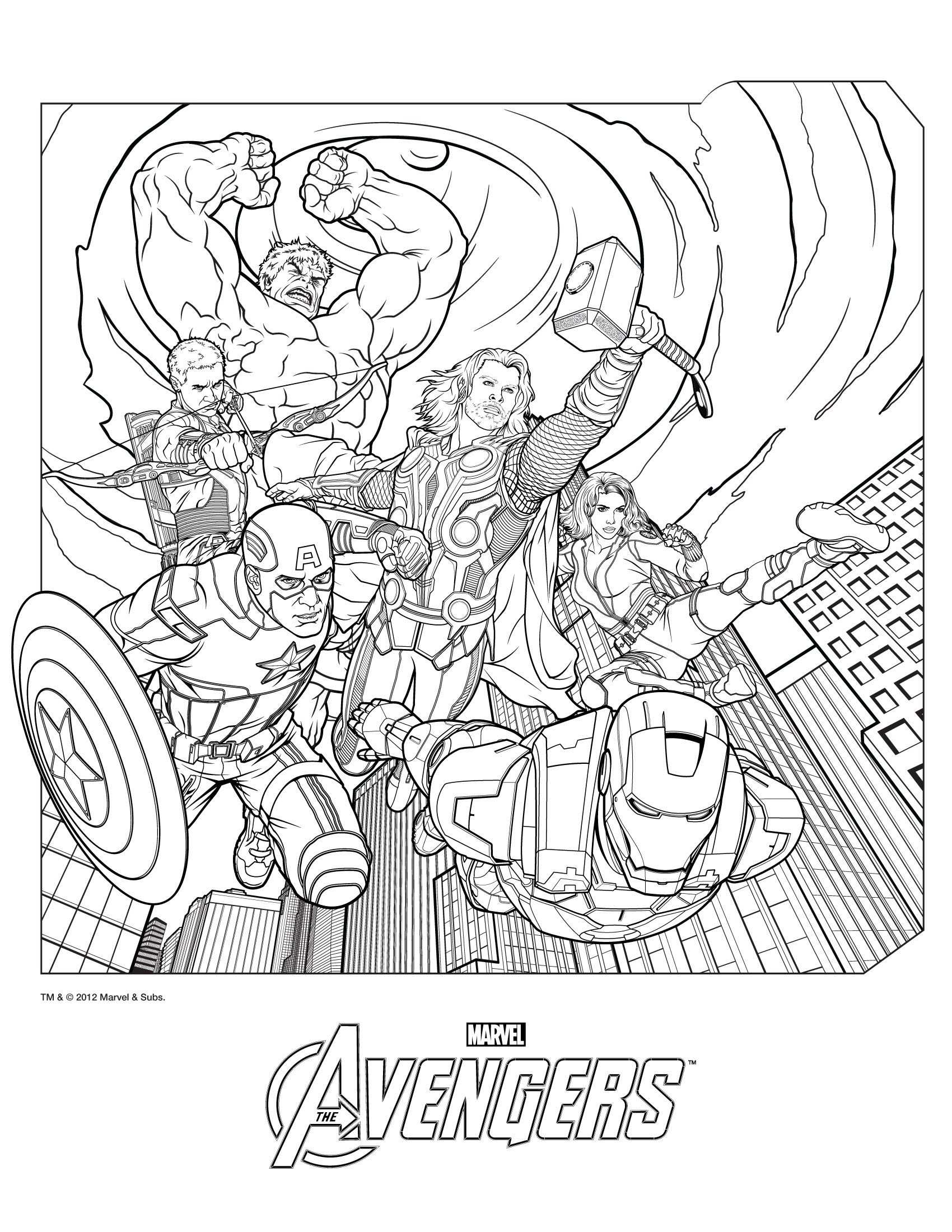 Kleurplaat Avengers Endgame