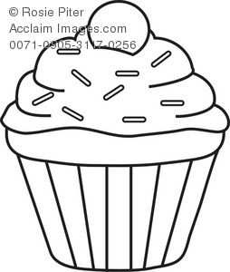 Cupcake Clipart Black And White Clip Art Illustration Of A