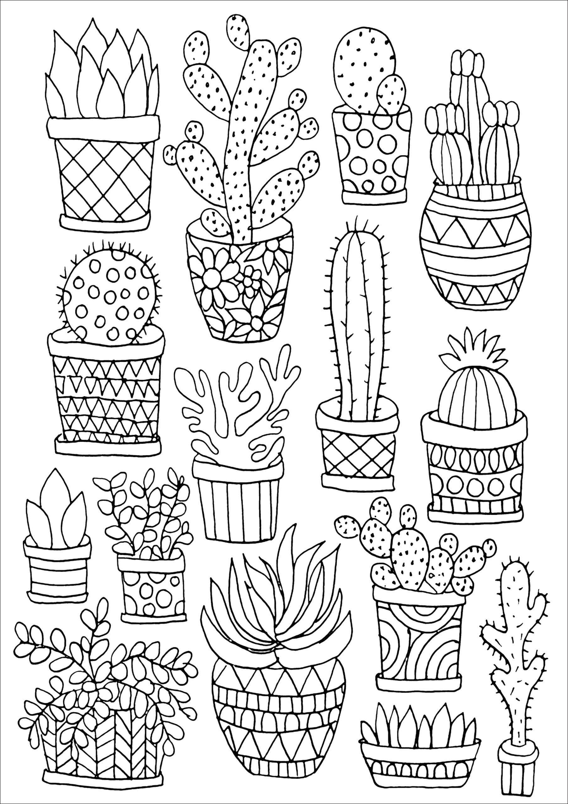 Kleurplaat Cute Cactus