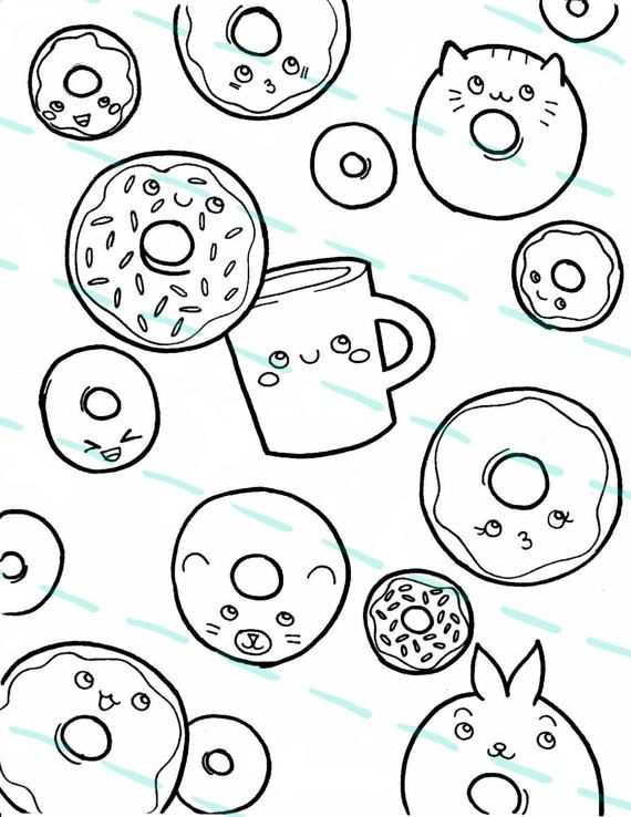 Donuts And Coffee Coloring Page For You And Your Kids Donut
