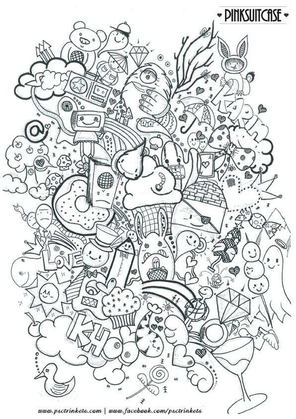 Abstract Doodle Zentangle Coloring Pages Colouring Adult Detailed