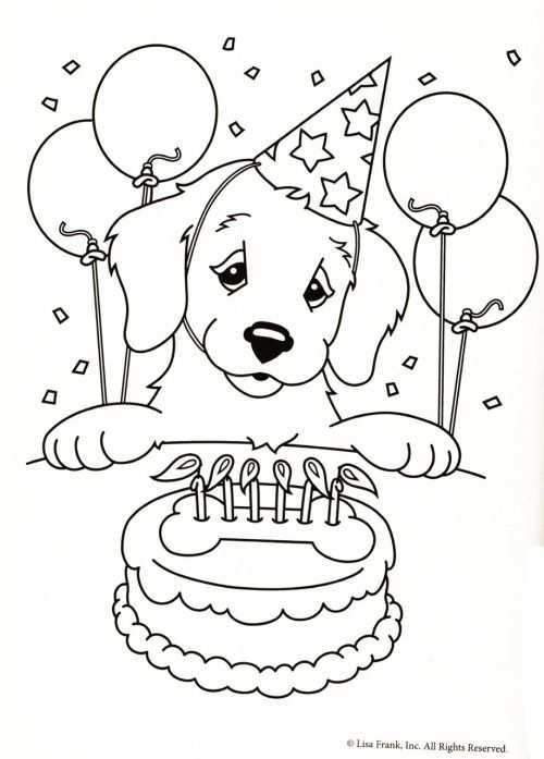 Kleurplaat Hond Verjaardagstaart Adult Coloring Pages More
