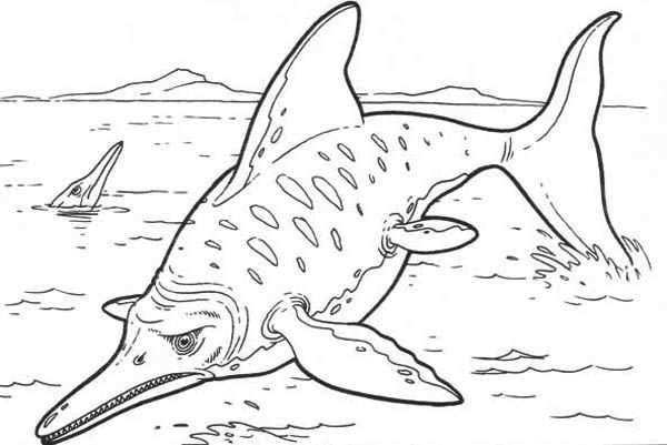 Ichthyosaurs From Mesozoic Period In Dinosaur Coloring Page
