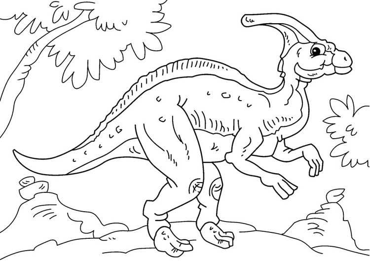 Kleurplaat Dinosaurus Parasaurolophus Kleurplaten Dinosaurus