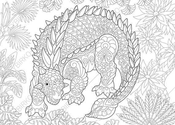 Coloring Pages For Adults Ankylosaurus Dinosaur Dino Coloring