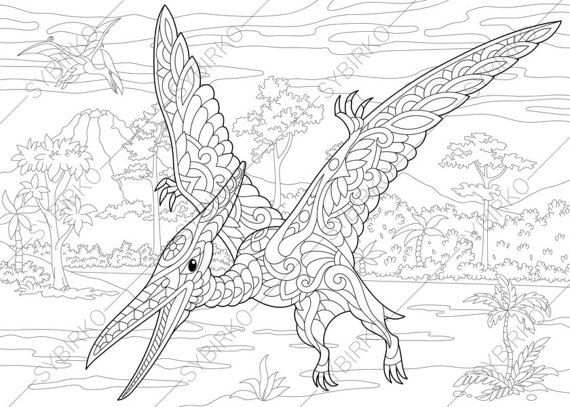 Pterodactyl Dinosaur Pterosaur Dino Coloring Pages Animal