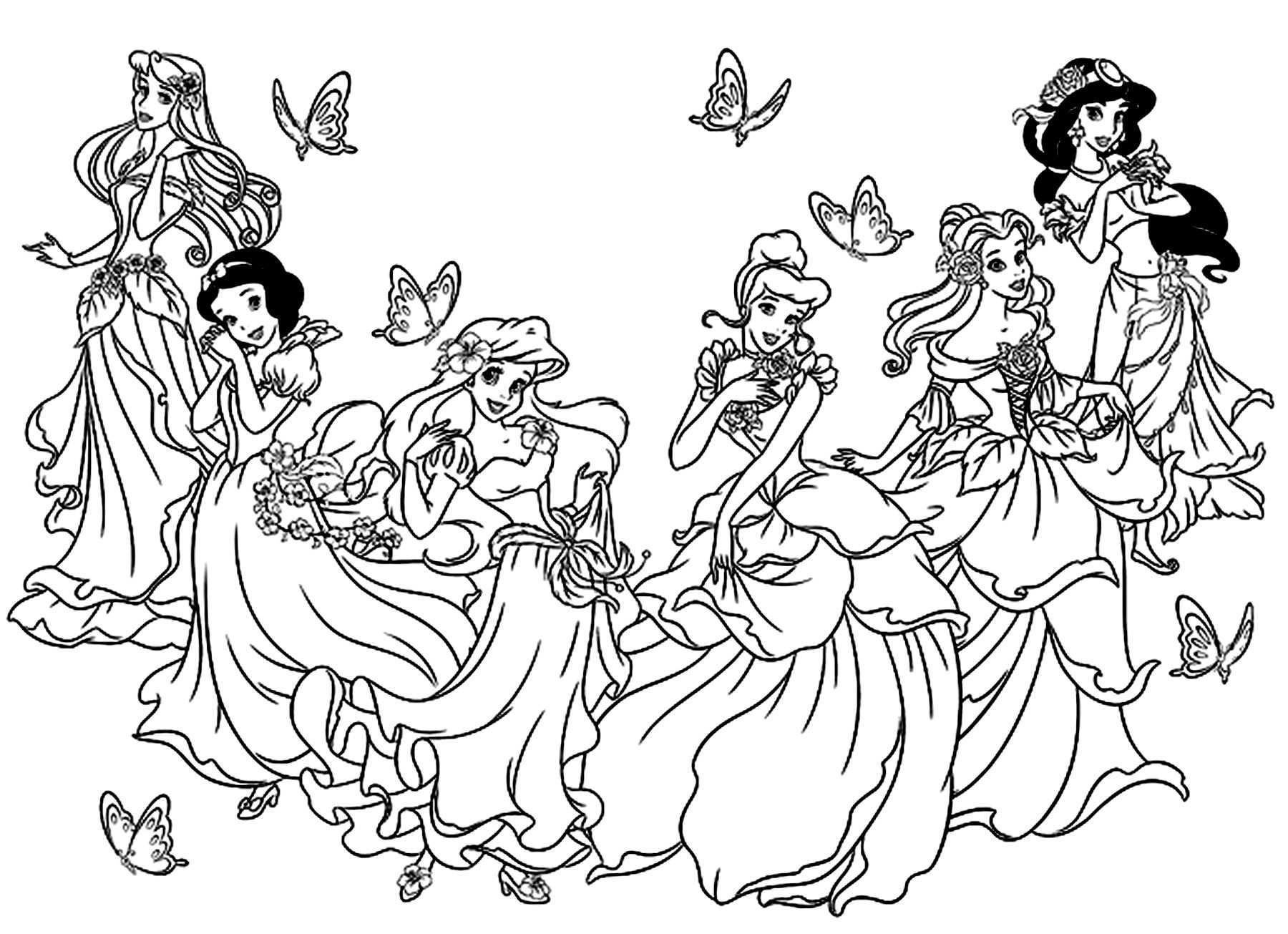 All Princesses Disney Return To Childhood Coloring Pages For