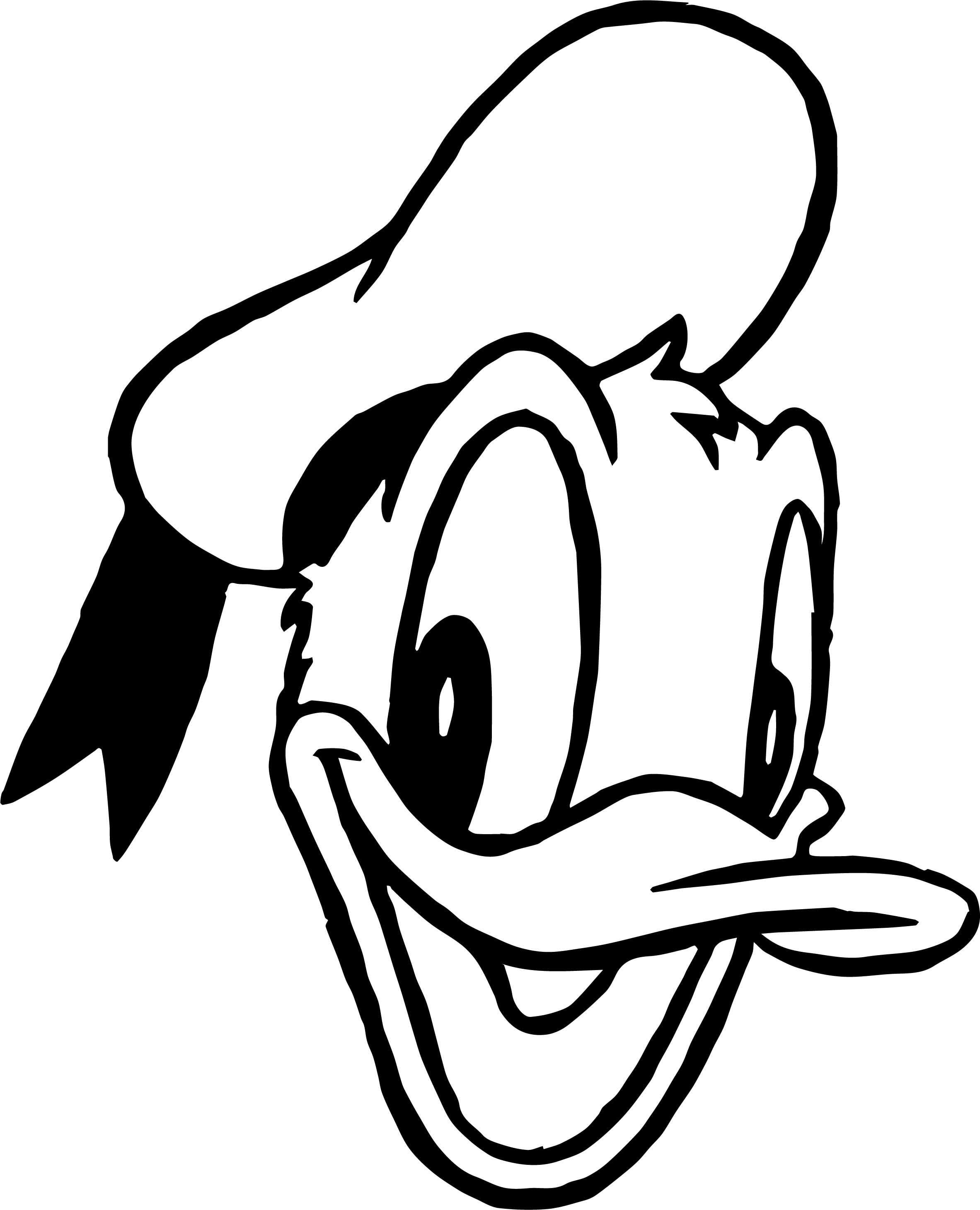 Cool Donald Duck Face Cute Coloring Page Duck Silhouette Duck