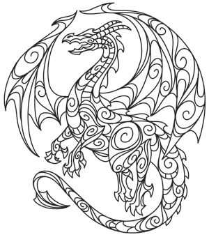 Loops And Swirls Make Up An Ethereal Dragon Design Downloads As A