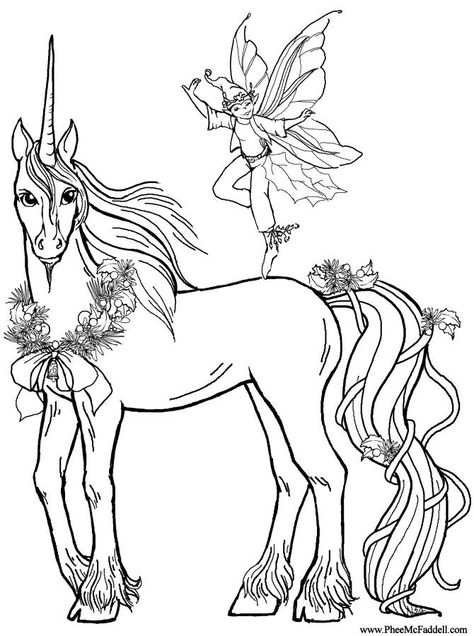 Unicorn And Faerie Drawing Fee Kleurplaten Dieren Kleurplaten