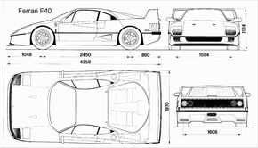 Ferrari F40 Blueprint Ferrari F40 Rally Car Design Blueprints