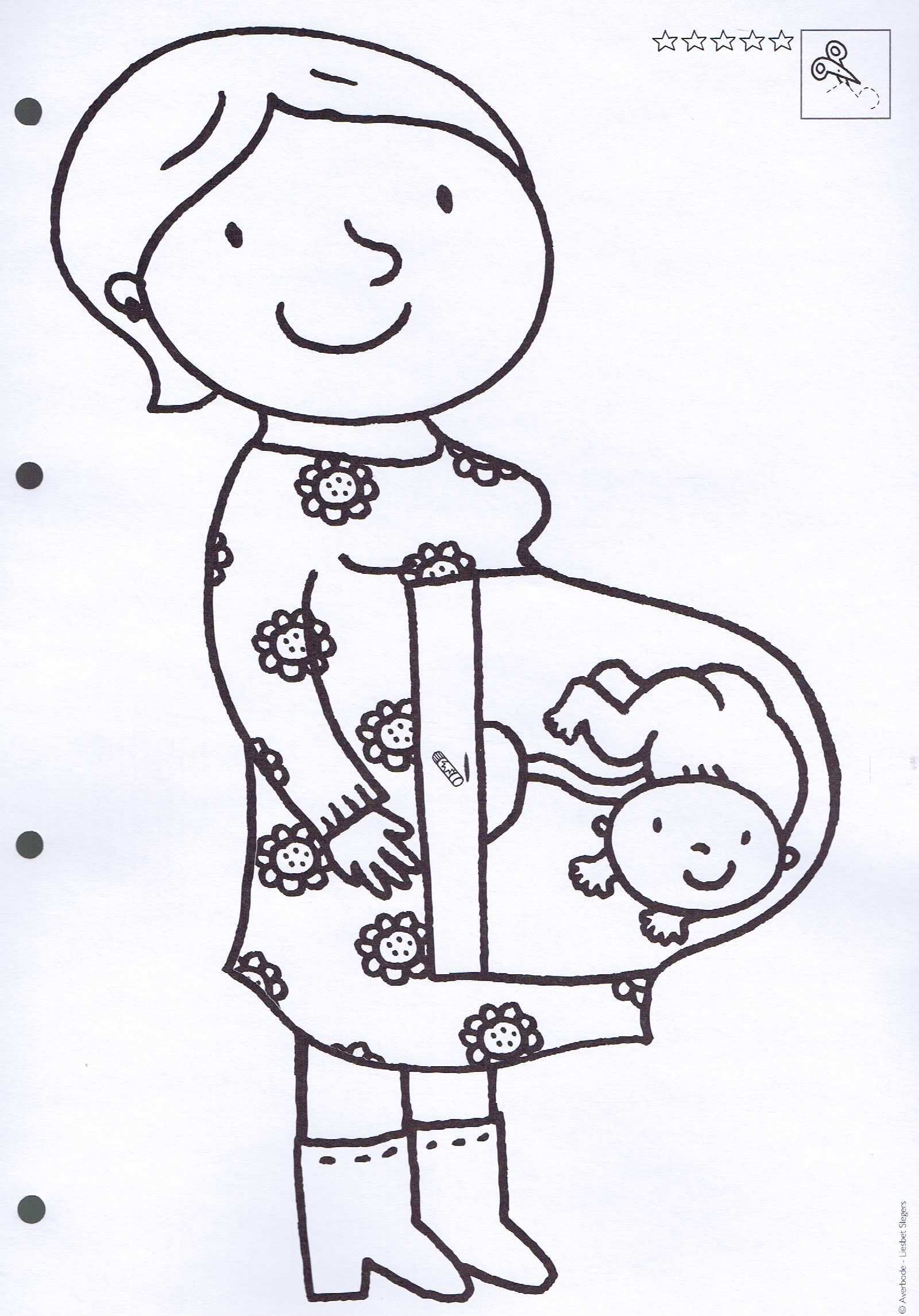 Kleurplaat Zwangere Mama Thema De Baby Knutselen Thema Baby