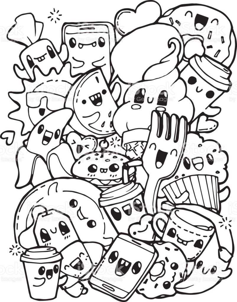 Dining Doodles Breakfast Lunch Dinner Food Coloring Pages For