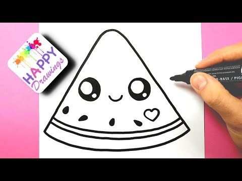 How To Draw Draw A Cute Watermelon Easy Happy Drawings Youtube