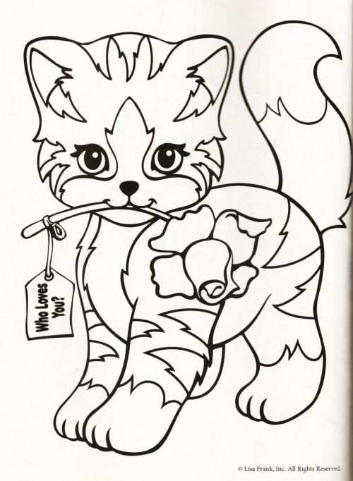 Kleurplaat Poezen Tussen Rozen Lisa Frank Coloring Books