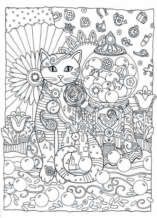 Cat Abstract Doodle Zentangle Paisley Coloring Pages Colouring