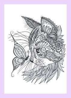 Geometric Tattoo Cat Doodle Coloring Pages Kleurplaten