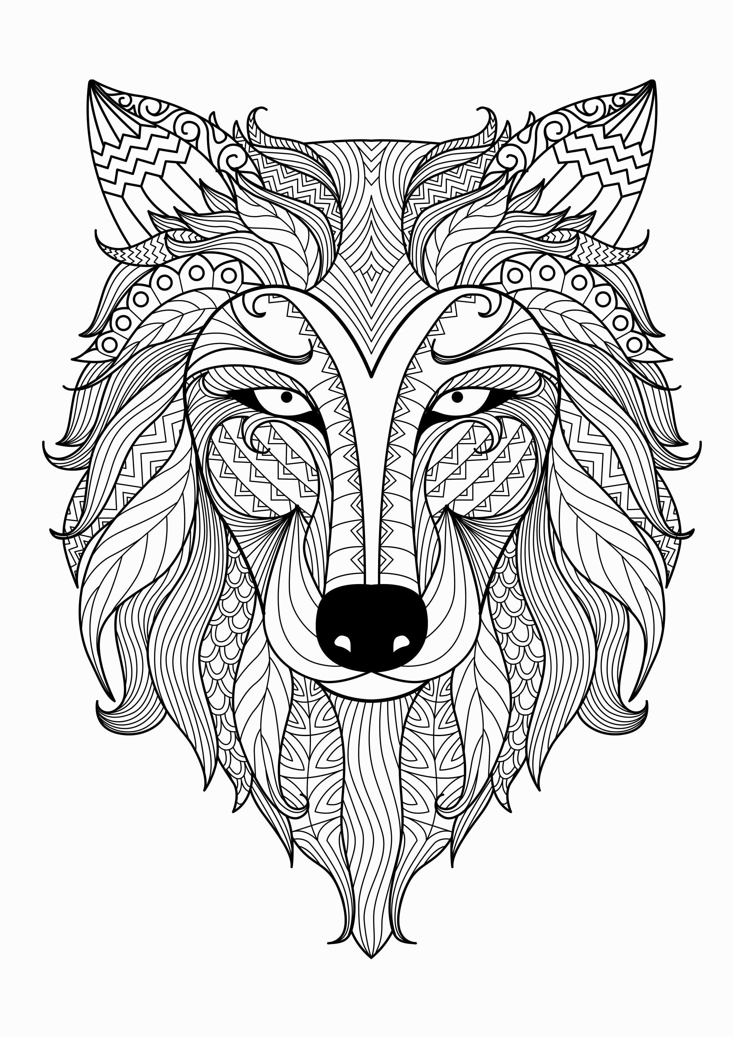 Kleurplaat Mandala Dieren Wolf