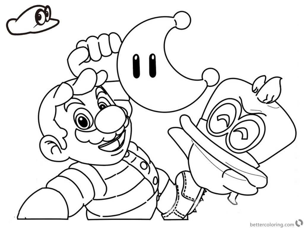 Super Mario Odyssey Coloring Pages Line Drawing With Images