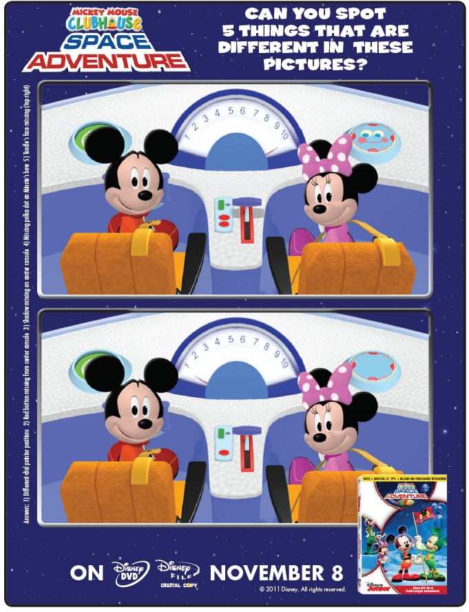 Mickey Mouse Clubhouse Space Adventure Spot The Difference