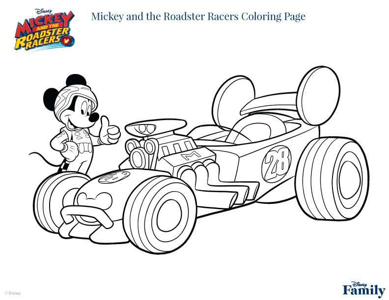 Mickey And The Roadster Racers Coloring Page Com Imagens