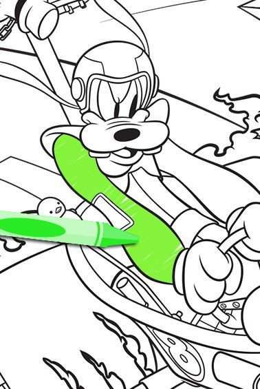 Mickey And The Roadster Racers Goofy Coloring Sheet Disney
