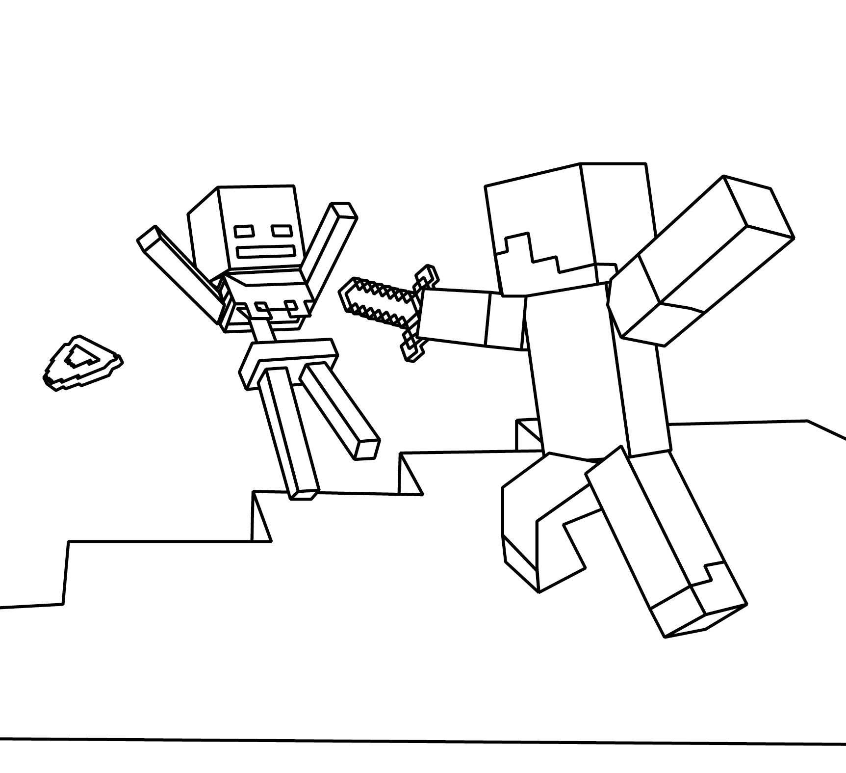 Minecraft Coloring Page Coloring Picture Steve And Skeleton