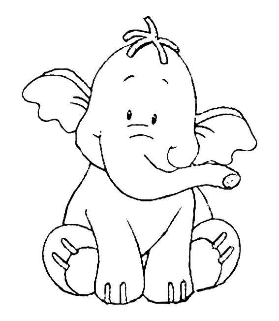 Kleurplaat Olifant Schattig