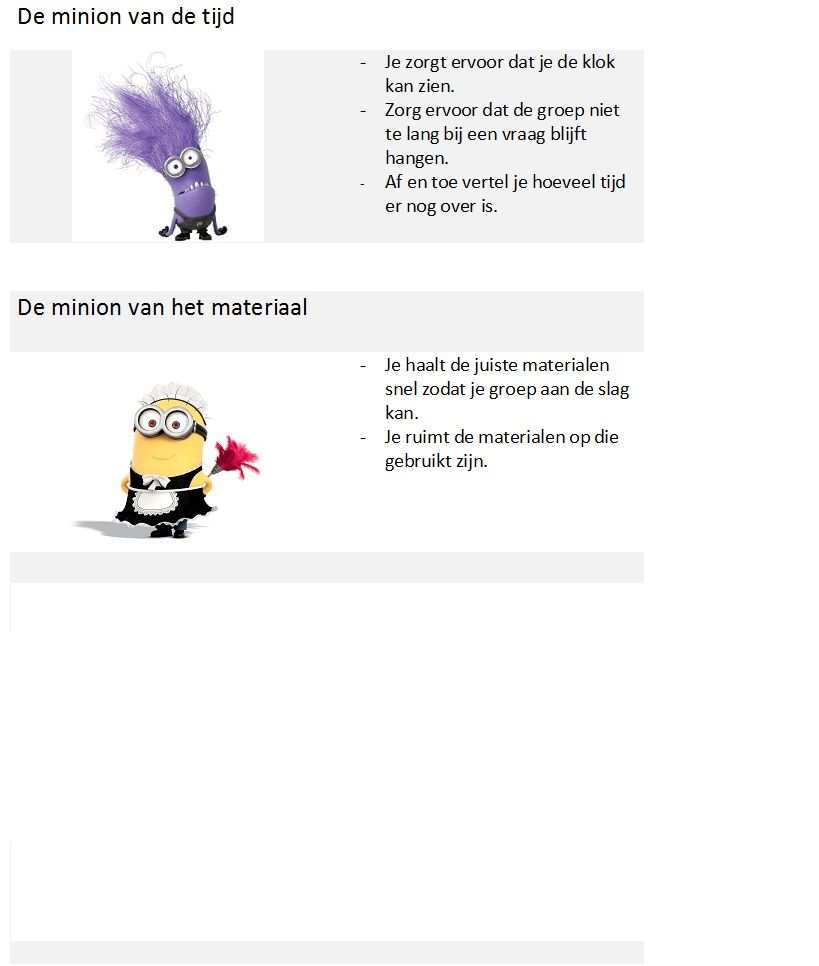 Rollenkaarten Minions 2 Minions Sociale Vaardigheden Goede