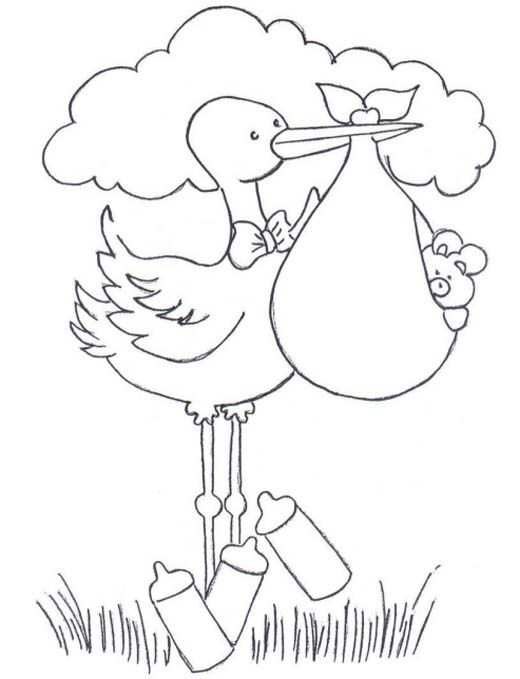 Awesome Stork Flying Baby Coloring Page Met Afbeeldingen