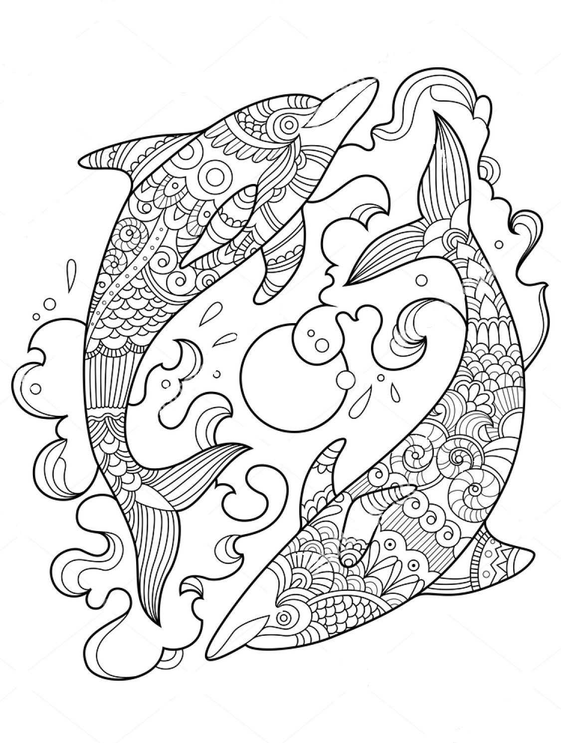 Dolphin Zentangle Coloring Page Dolphin Coloring Pages Animal
