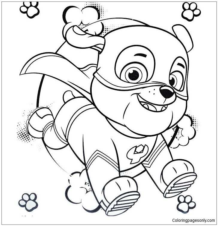 Super Hero Rubble Paw Patrol Coloring Page Paw Patrol Coloring