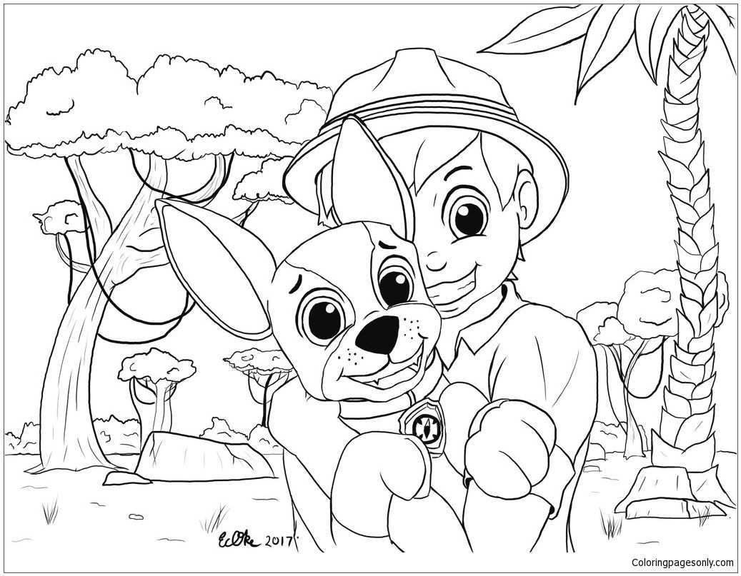 Carlos And Tracker From Paw Patrol Coloring Page Paw Patrol