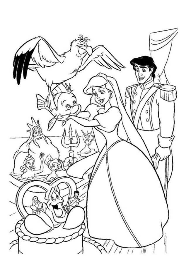 Disney Prinses Kleurplaat Mermaid Coloring Pages Wedding