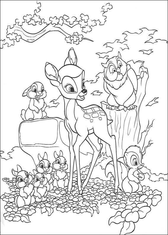 Print Bambi En Zijn Vriendjes Kleurplaat Met Afbeeldingen