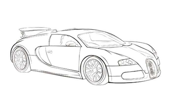 Car Sport Bugatti Veyron Coloring Page Auto Tekeningen Bugatti