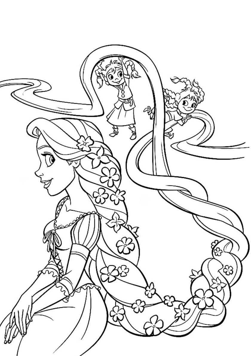 Children Play With Rapunzel High Quality Free Coloring From The