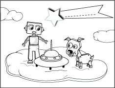 Kleurplaat Verjaardag Robot Hond Character Comics Fictional